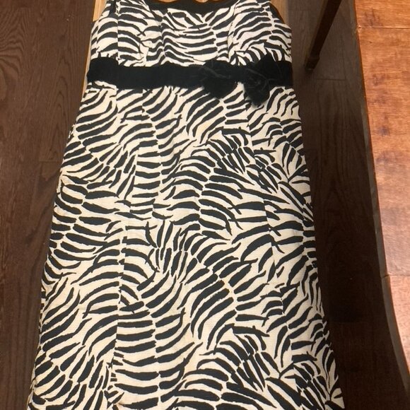 Vintage Zebra Striped Minidress with Velvet Trim and Bow - Picture 4 of 7